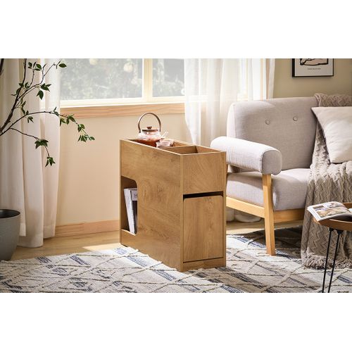 Bout De Canapé Avec Plateau Amovible, Tiroir Et Compartiment – L70 X P25 X H55 Cm