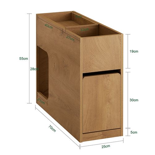 Bout De Canapé Avec Plateau Amovible, Tiroir Et Compartiment – L70 X P25 X H55 Cm