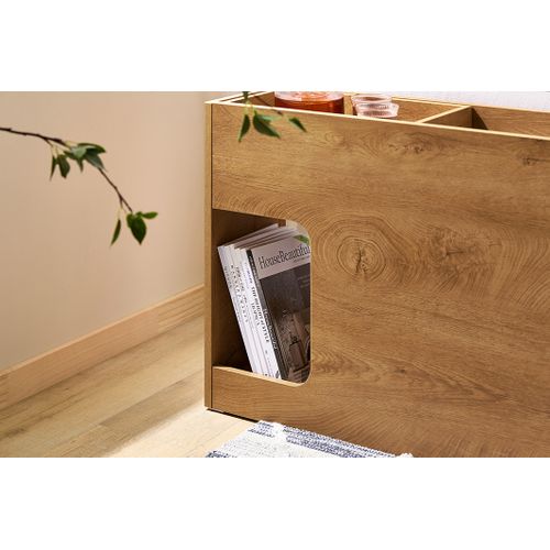 Bout De Canapé Avec Plateau Amovible, Tiroir Et Compartiment – L70 X P25 X H55 Cm