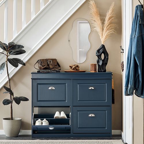 Rangement Chaussure, Meuble D'entrée, Meuble De Rangement à Chaussures Armoire, bleu, Fsr79-b