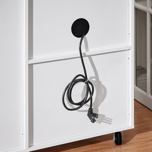 Caisson De Bureau à Roulettes Avec 2 Tiroirs Et Porte Vitrée, Support Imprimante, 75x40x76 Cm, Blanc