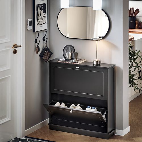 Meuble De Rangement à Chaussures, Commode à Chaussures Avec 2 Abattants, Fsr99-sch