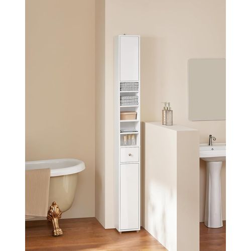 Colonne Salle De Bain, Armoire Étroite Avec 1 Tiroir, 2 Portes, Blanc ,BZr167-gw