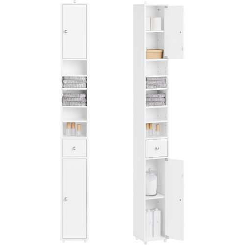 Colonne Salle De Bain, Armoire Étroite Avec 1 Tiroir, 2 Portes, Blanc ,BZr167-gw
