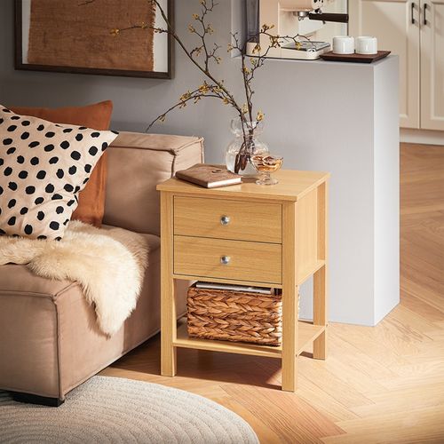 Bout De Canapé Avec Étagère Et Tiroirs, 45x35x60 Cm, Bois