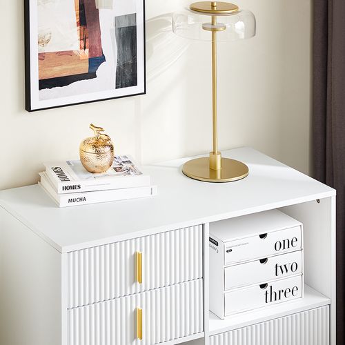 Caisson De Bureau Avec 3 Tiroirs Et 2 Compartiments Ouverts, Meuble De Rangement Bureau, 80x40x75 Cm