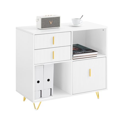 Caisson De Bureau Avec 3 Tiroirs Et 2 Compartiments Ouverts, Meuble De Rangement Bureau, 80x40x75 Cm