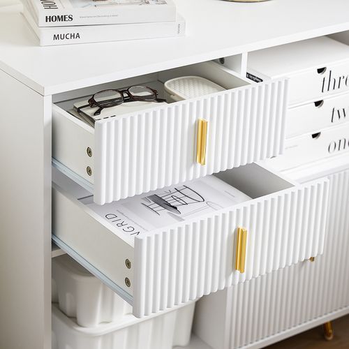 Caisson De Bureau Avec 3 Tiroirs Et 2 Compartiments Ouverts, Meuble De Rangement Bureau, 80x40x75 Cm