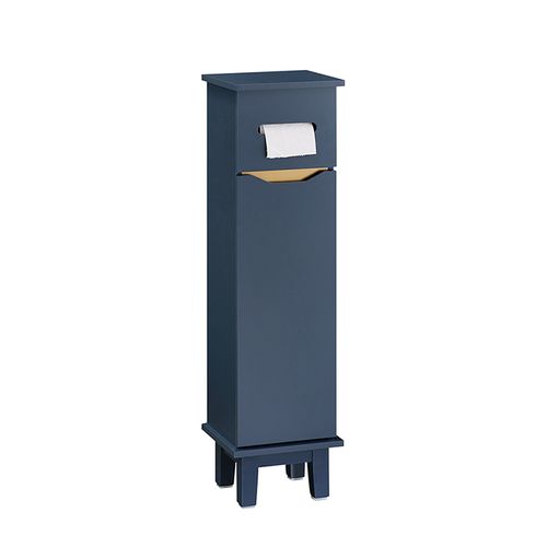 Porte Papier Toilette Étroit, Meuble Wc Avec 1 Porte, Support Papier Toilette, 22 X 20 X 81 Cm, Bleu