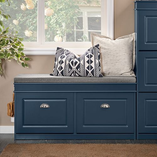 Rangement Pour Chaussures,  Meuble D'entrée, Coffre Avec 2 Abattants,  Bleu, Fsr64-b