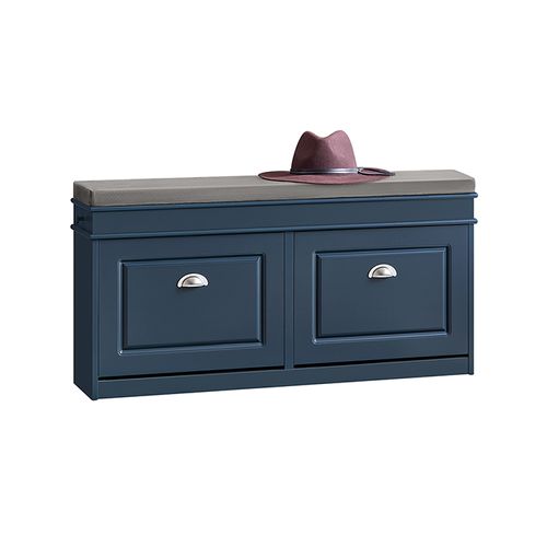 Rangement Pour Chaussures,  Meuble D'entrée, Coffre Avec 2 Abattants,  Bleu, Fsr64-b