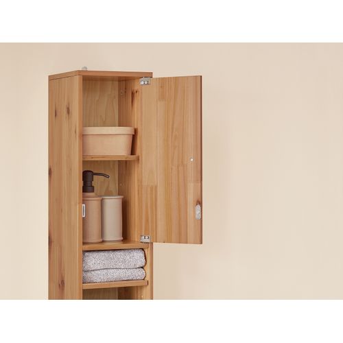 Colonne Salle De Bain, 1 Tiroir, 2 Portes, 5 Compartiments, Étagères Réglables, 20x20x180 Cm