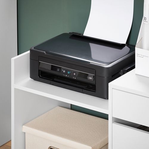 Caisson De Bureau à Roulettes Avec Tiroirs, Meuble Rangement Imprimante, 72x40x54 Cm, Blanc