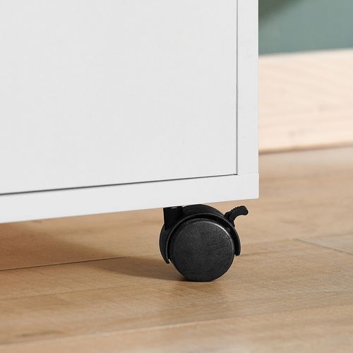 Caisson De Bureau à Roulettes Avec Tiroirs, Meuble Rangement Imprimante, 72x40x54 Cm, Blanc