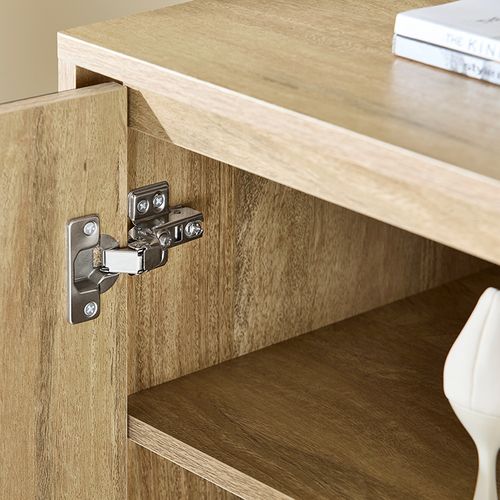 Meuble D'entrée, Buffet 2 Portes, 5 Compartiments, Rangement Chaussures, Doré, 83x38x100 Cm
