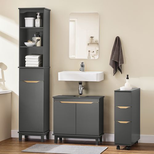 Meuble Colonne De Salle De Bain, Armoire Haute, Étagère De Rangement BZr112-dg