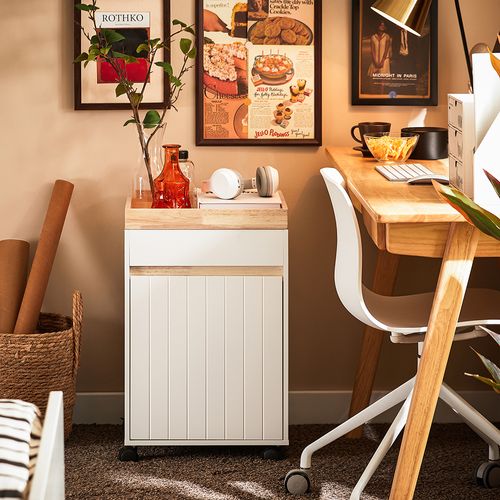 Caisson De Bureau à Roulettes Avec Tiroirs, Meuble De Rangement, 40x40x63 Cm, Blanc