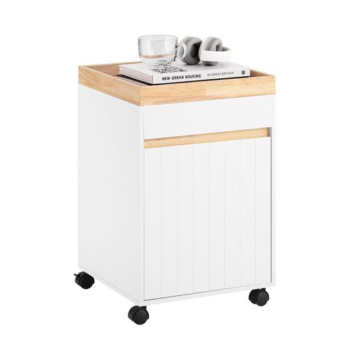 Caisson De Bureau à Roulettes Avec Tiroirs, Meuble De Rangement, 40x40x63 Cm, Blanc