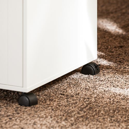 Caisson De Bureau à Roulettes Avec Tiroirs, Meuble De Rangement, 40x40x63 Cm, Blanc