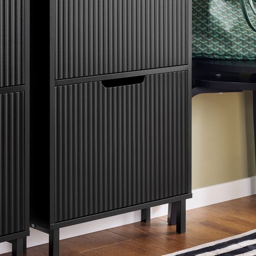 Fsr177-h-sch Armoire à Chaussures 3 Portes Abattantes En Bois Noir