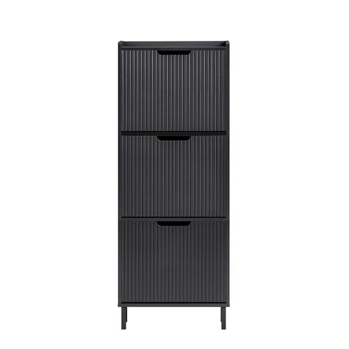 Fsr177-h-sch Armoire à Chaussures 3 Portes Abattantes En Bois Noir