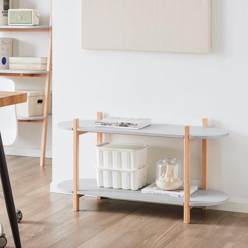 Hstr01-hg Étagère De Rangement à 2 Niveaux En Acier Blanc