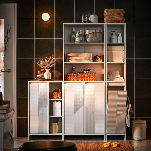 Meuble Bas De Salle De Bain, Commode Pour Salle De Bain,coffre à Linge, Blanc, BZr156-w