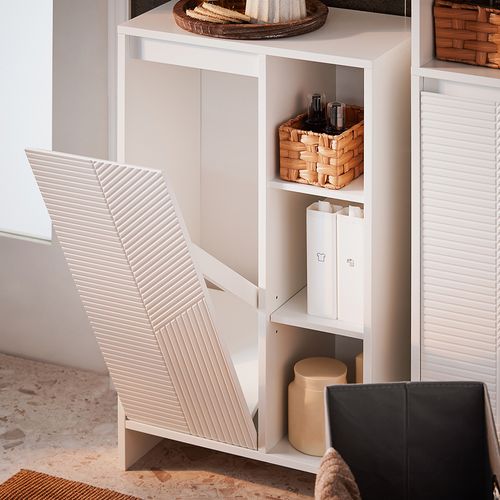 Meuble Bas De Salle De Bain, Commode Pour Salle De Bain,coffre à Linge, Blanc, BZr156-w