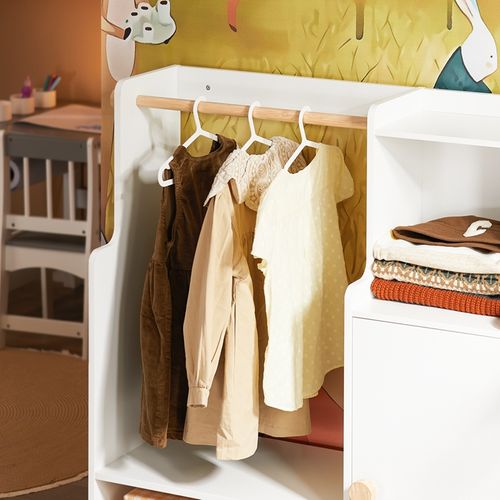 Portant à Vêtements Enfant Avec 2 Compartiments Et 1 Porte, 94 X 35 X 110 Cm, Blanc