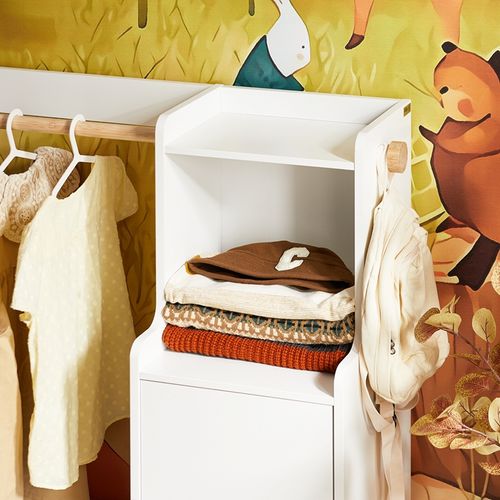 Portant à Vêtements Enfant Avec 2 Compartiments Et 1 Porte, 94 X 35 X 110 Cm, Blanc