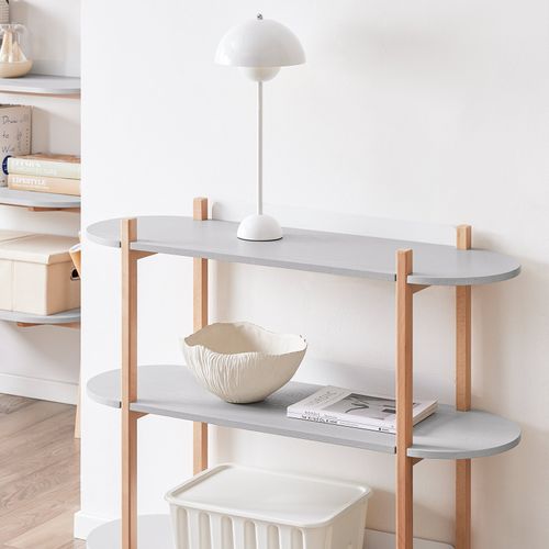 Hstr01-h-hg Bibliothèque 3 Niveaux En Bambou Naturel Avec Étagères Réglables