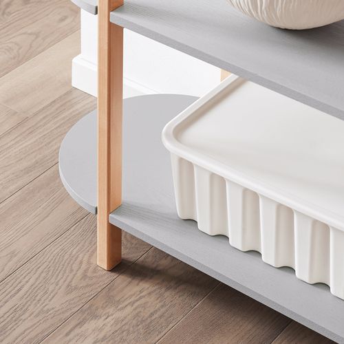 Hstr01-h-hg Bibliothèque 3 Niveaux En Bambou Naturel Avec Étagères Réglables