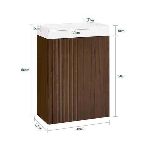 Meuble Suspendu Avec Lavabo, Armoire Salle De Bain, Ensemble Lave-mains, Marron, 40x22x56 Cm
