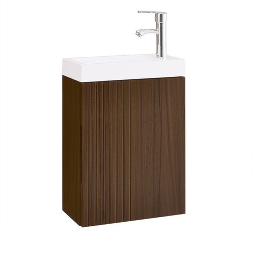 Meuble Suspendu Avec Lavabo, Armoire Salle De Bain, Ensemble Lave-mains, Marron, 40x22x56 Cm