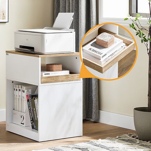 Caisson De Bureau Mobile Avec Tiroir Et Compartiments Ouverts, Blanc, 40 X 50 X 65cm