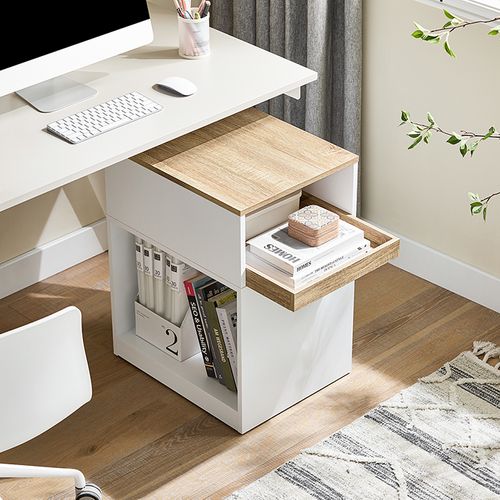 Caisson De Bureau Mobile Avec Tiroir Et Compartiments Ouverts, Blanc, 40 X 50 X 65cm