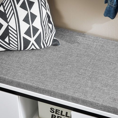 Fsr176-w Banc De Rangement à Chaussures Avec Coussin Rembourré, 2 Tiroirs Et 2 Portes, Blanc