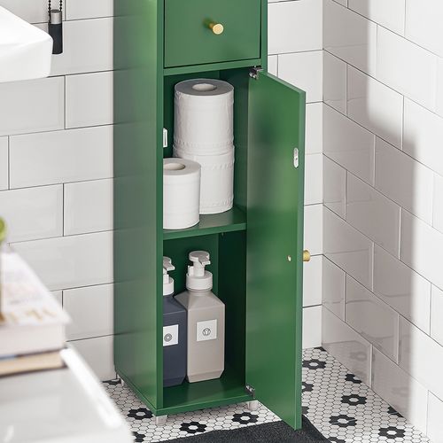 Meuble De Rangement Salle D Bain Meuble Colonne Armoire De Toilette Meuble Wc, Vert, BZr34-sy