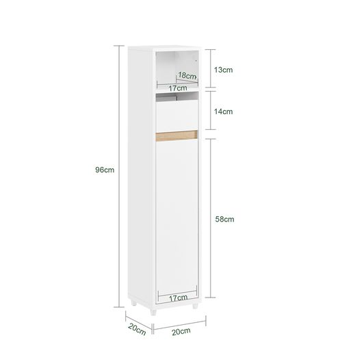 Sobuy Armoire De Salle De Bain Compacte Avec Étagère Réglable Et Tiroir En Bois Blanc