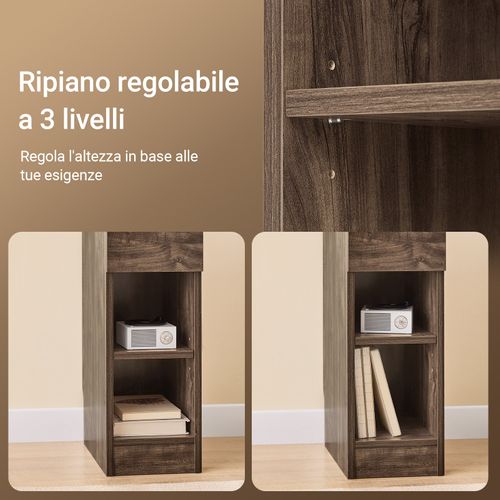 Table De Chevet Étroite Avec Tiroir Et 2 Étagères Pour Chambre Ou Salon, Marron, FBT111-SN