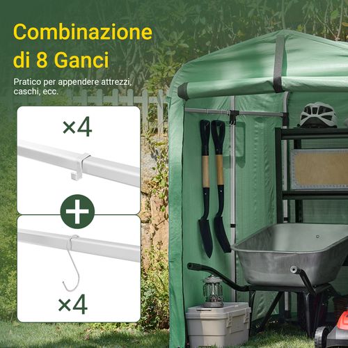 Abri Extérieur KLS11-GR Pour Voiture, Vélo Et Outils, Imperméable, Vert, Rangement Jardin