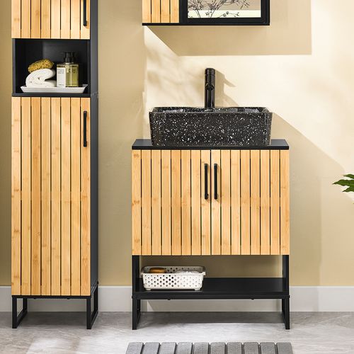 Sobuy Meuble Sous-vasque à Deux Portes Noir 60x30x70.5cm Moderne BZr202-sch