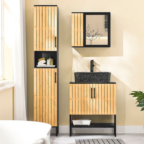 Sobuy Meuble Sous-vasque à Deux Portes Noir 60x30x70.5cm Moderne BZr202-sch