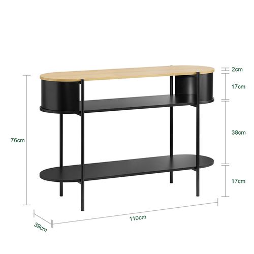Console Multifonction En Bois Et Noir Design Industriel L110xp39xh76cm