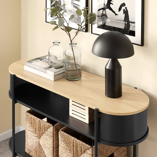 Console Multifonction En Bois Et Noir Design Industriel L110xp39xh76cm