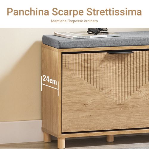 Banc D'entrée Avec Coussin, Rangement à Chaussures Sous Abattant, En Bois