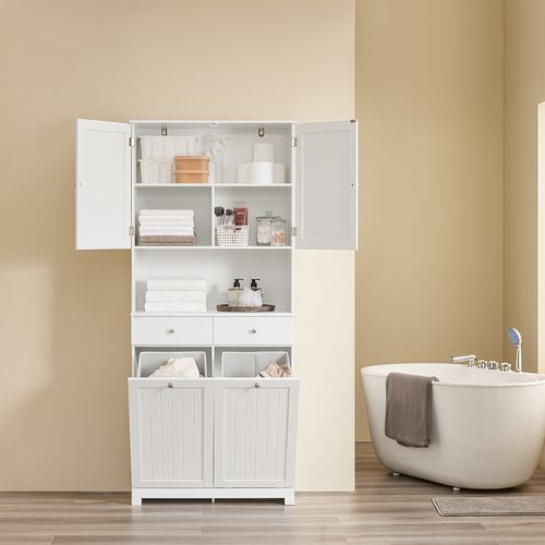 Meuble De Buellerie à 2 Tiroirs Blanc 78x38x180.5cm Moderne BZr215-w