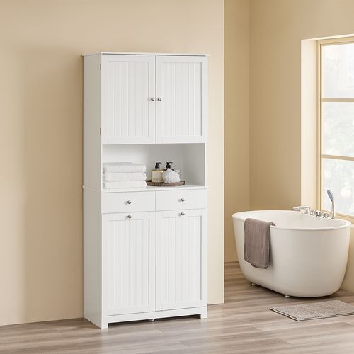 Meuble De Buellerie à 2 Tiroirs Blanc 78x38x180.5cm Moderne BZr215-w