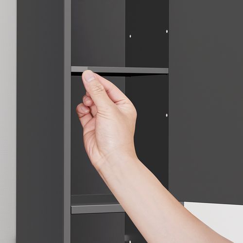 Colonne De Salle De Bain Étanche Avec Étagères Et Tiroirs Réglables Noire