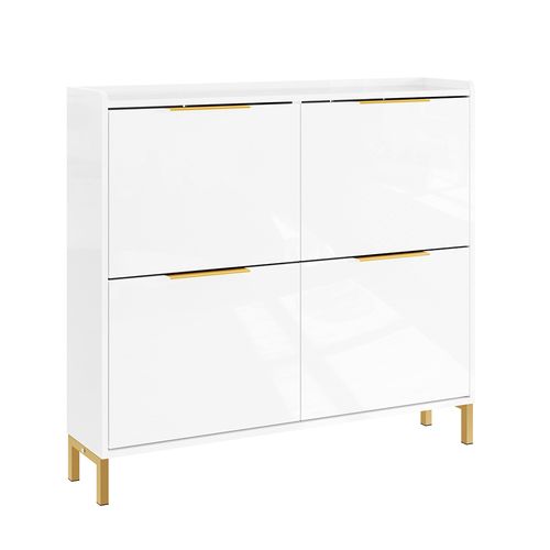 Sobuy Meuble à Chaussures 4 Portes Blanc 100x19.1x88.6cm Nordique Fsr206-gw